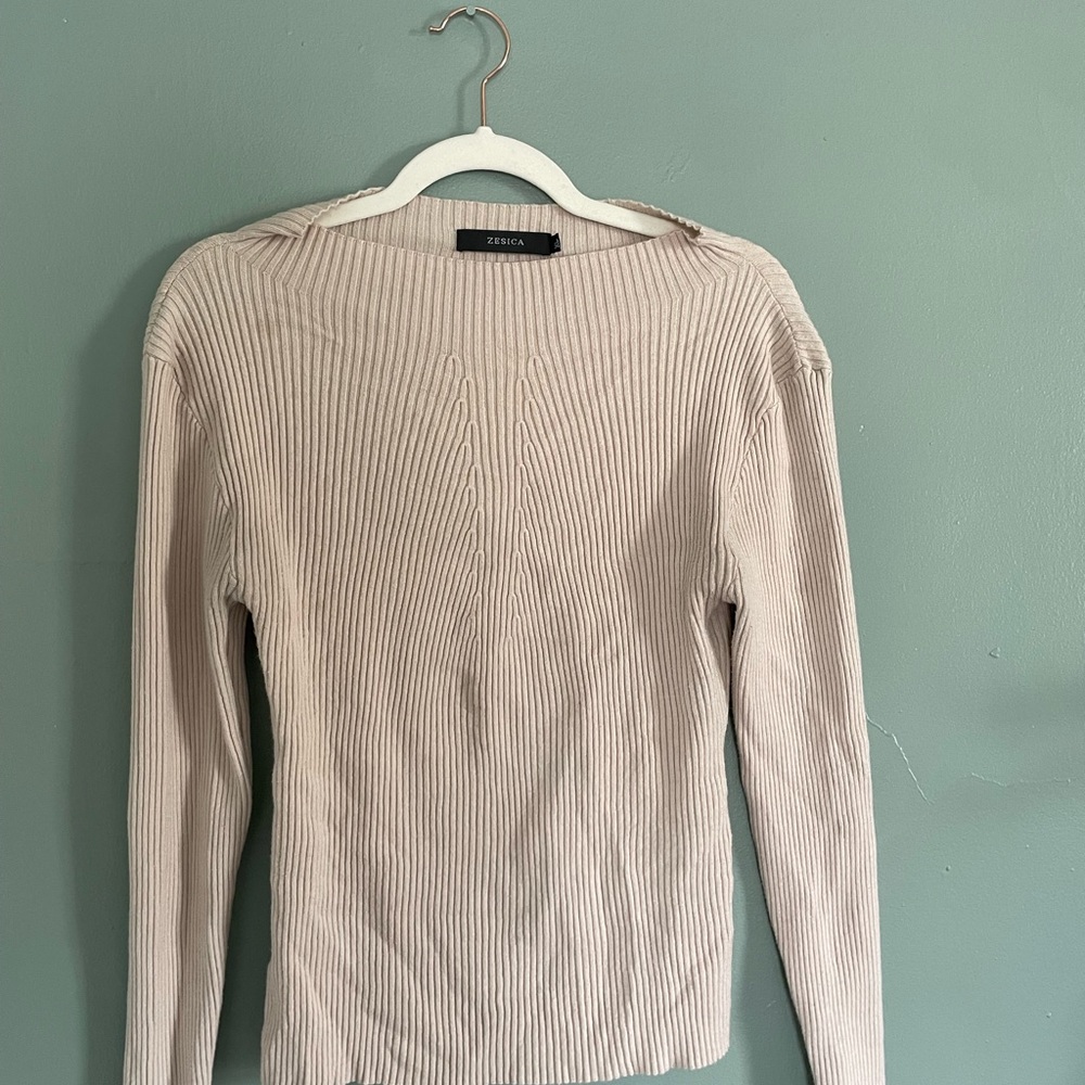Cream Ribbed Sweater